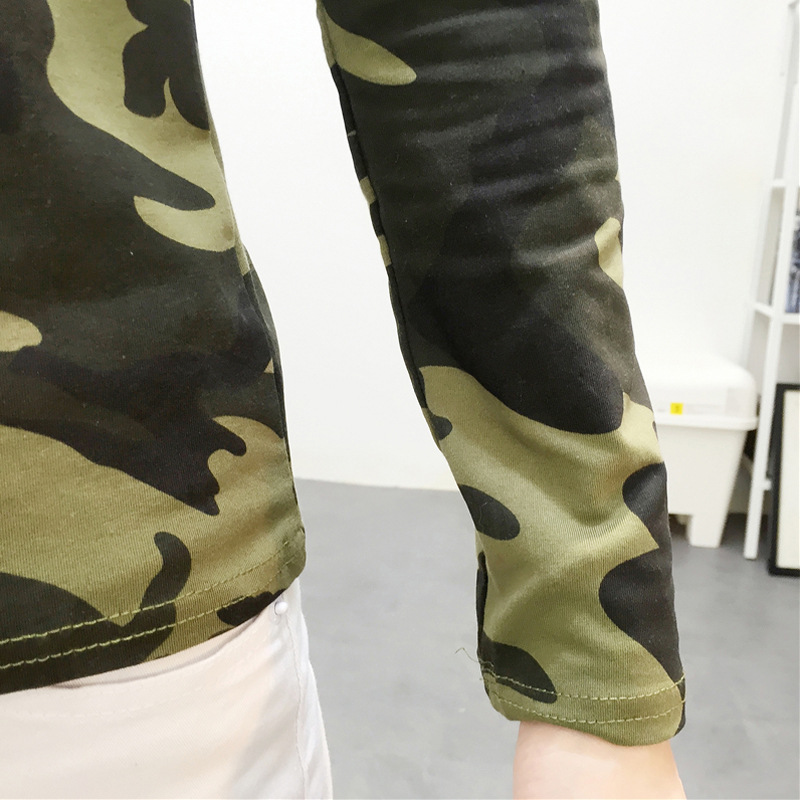 Camiseta de manga larga para mujer, venta al por mayor transfronteriza, otoño 2026, estampado de camuflaje, corte holgado, talla grande, estampado 3D moderno.