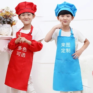 儿童围裙定制LOGO幼儿园美术书法画画防水罩衣定做亚马逊印字diy