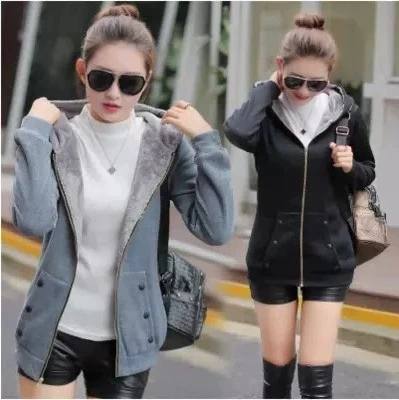 Warm hooded sweatshirt jacket, fleece‑lined, plus sizes S–4XL, zip front and pockets