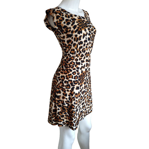 2026 women's dress leopard print dress nightclub sexy round collar leopard print dress
