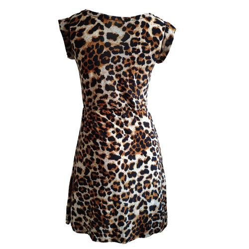 2026 women's dress leopard print dress nightclub sexy round collar leopard print dress