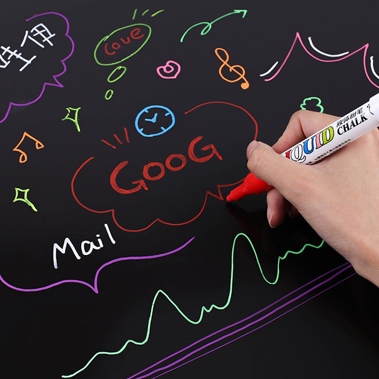 Guangna 1085 libre de polvo soluble en agua líquido tiza 12-color pintura niños graffiti pintura pizarra borrable lámpara tablero pluma