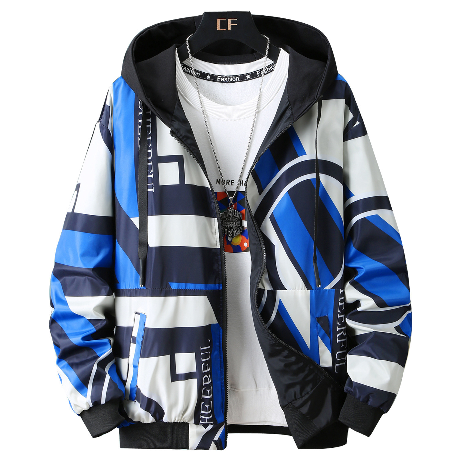 Spring New Knitted Hat Youth Trendy Jacket Jacket Men's Printed Casual All-match Men's Large Size Jacket Wholesale Spring New Knitted Hat Youth Trendy Jacket Jacket Men's Printed Casual All-match Men's Large Size Jacket Wholesale