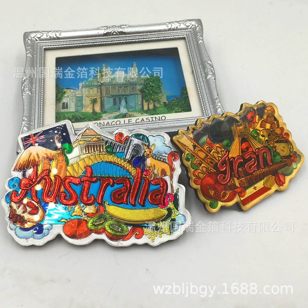 Золотая фольга алюминиевая фольга для холодильника обработана прозрачная хрустальная стеклянная магнитная наклейка для холодильника с магнитным тиснением