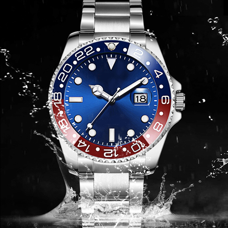 Water business steel band watch brand fashion Men's wrist watch calendar watch wholesale trend sports watch