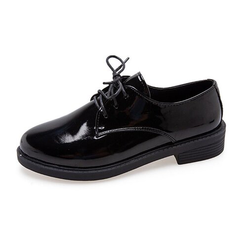 Black retro British style small leather shoes 2024 spring new style single shoes for female students flat Hong Kong style casual loafers