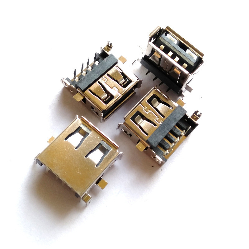 USB 2.0A Female Sinking Plate Type 3.5 Front Plug-In and Rear Sticker Dip Type Female Base Rolled Edge Centered Sinking Plate Usb2.0 Connector