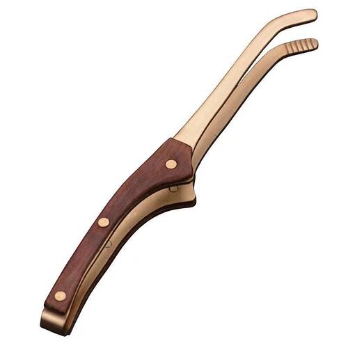 Pure copper ebony solid wood tea clip household tea leaf clip tea cup clip kung fu non-slip metal tweezers tea set accessories