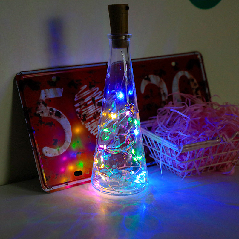 Fábrica en stock LED tapón de botella de vino Cadena de luz de alambre de cobre Cadena de luz transfronteriza Navidad vacaciones habitación diseño decoración pequeñas luces de colores