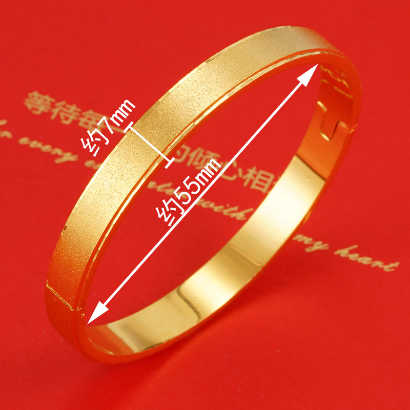 Todo partido simple cobre chapado 24K Vietnam hebilla de oro pulsera femenina europea y americana Transfronteriza Popular abierta antigua pulsera image 7