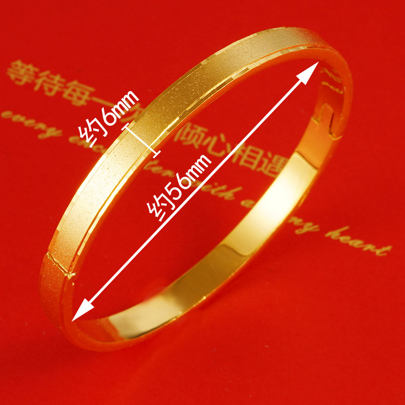 Todo partido simple cobre chapado 24K Vietnam hebilla de oro pulsera femenina europea y americana Transfronteriza Popular abierta antigua pulsera image 8