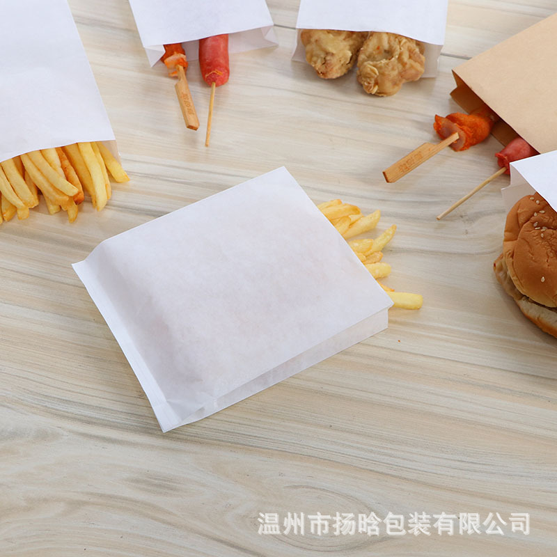 Chop pollo filete de pollo frito bolsa de embalaje de alimentos desechables bolsa de papel a prueba de aceite en blanco papas fritas barbacoa merienda