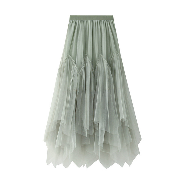 Demi-season long fresh pleated skirt