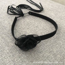 山茶花 无扣绑带设计 黑色暗黑系复古系带颈链项圈颈饰品choker