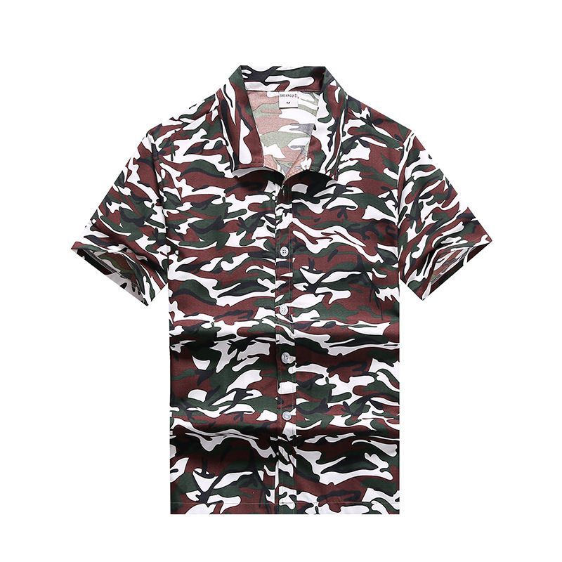Summer Camouflage Short-sleeved Shirt Men's Beautiful Size Printed Hawaii Beach Shirt Seaside Travel Vacation Quick-drying Clothes Summer Camouflage Short-sleeved Shirt Men's Beautiful Size Printed Hawaii Beach Shirt Seaside Travel Vacation Quick-drying Clothes