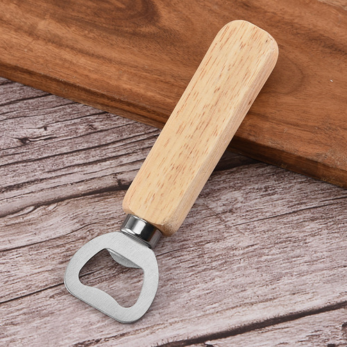Cross-border supply of wooden handle bottle openers, creative beer can openers, household stainless steel bottle openers, wine openers wholesale