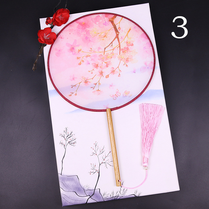 Estilo antiguo ventilador redondo estilo chino danza ventilador clásico Dama DE HONOR traje medio-largo mango Palacio ventilador boda al por mayor