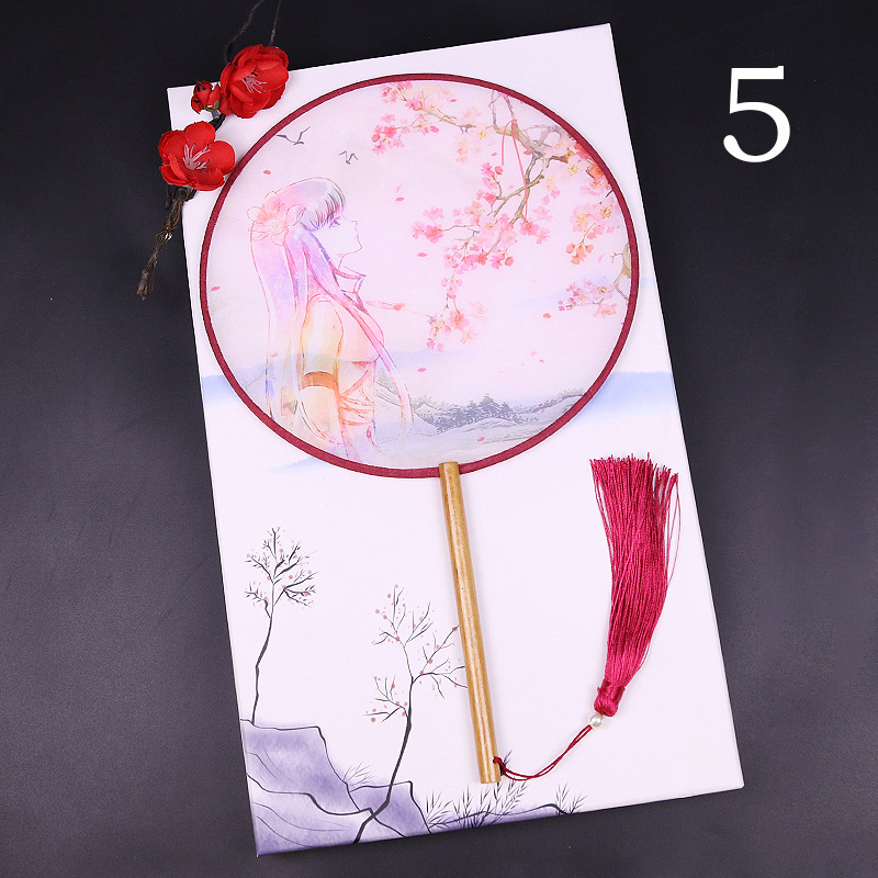 Estilo antiguo ventilador redondo estilo chino danza ventilador clásico Dama DE HONOR traje medio-largo mango Palacio ventilador boda al por mayor