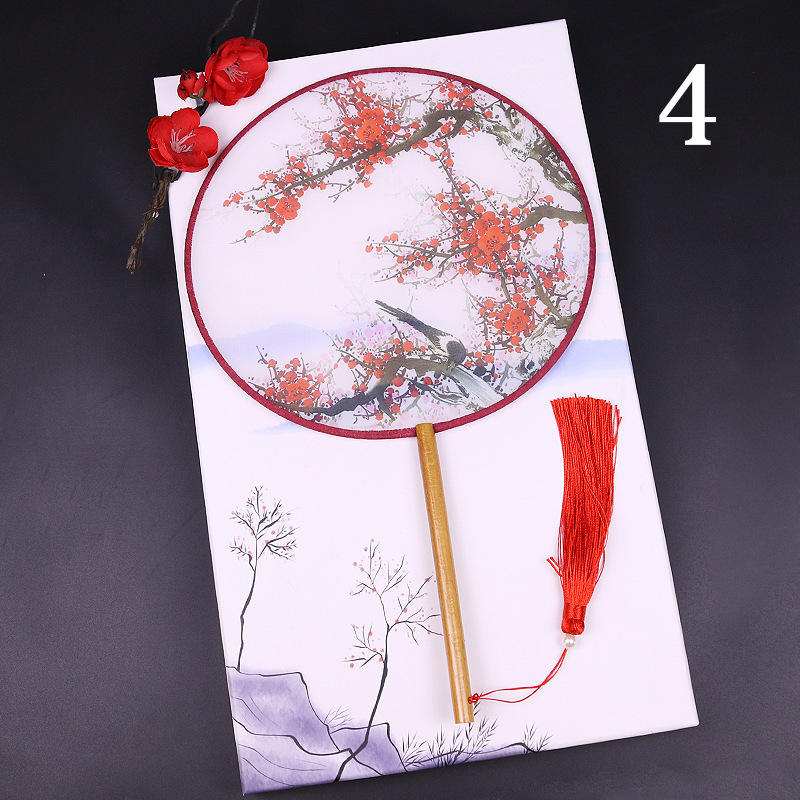 Estilo antiguo ventilador redondo estilo chino danza ventilador clásico Dama DE HONOR traje medio-largo mango Palacio ventilador boda al por mayor