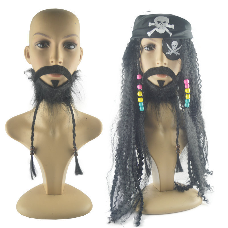 Halloween Black Pirate Beard Wig Carnival Party Beard Pirate Character Beard Styling Pirate Accessories