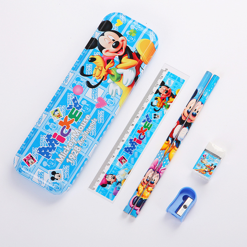 Cartoon stationery, children's teaching set, pencil case for pencils, handheld ruler, Korean style, Birthday gift