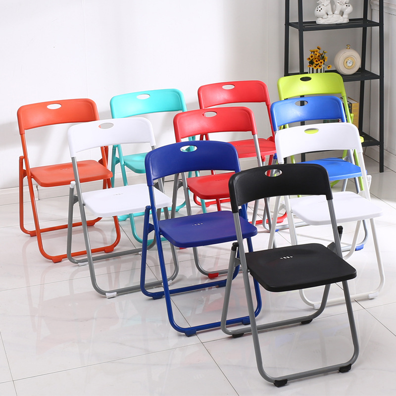 Silla plegable de plástico multifuncional, portátil para oficina, reuniones, capacitación, ordenador y uso en el hogar