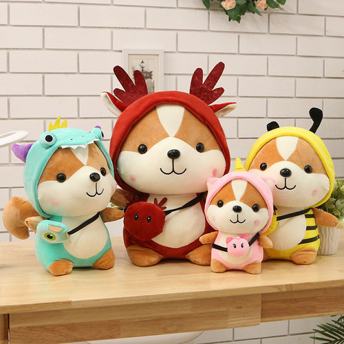 Creative transformation squirrel plush toy cartoon dinosaur elk doll unicorn children's doll gift for girls