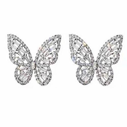 Amazon cross-border fashion hollow zircon temperament butterfly earrings new trend cold style earrings earrings for women