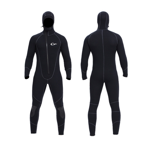 Hooded warm men's and women's 5mm wetsuit one-piece front zipper hooded cold-proof suit surfing suit wetsuit