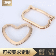 箱包五金配件猫头爱心圆形手挽扣鸡眼扣 浅金色拎包提手把柄拉手