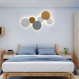 北欧现代艺术日食壁灯楼梯过道走廊背景墙卧室床头墙壁圆形LED灯