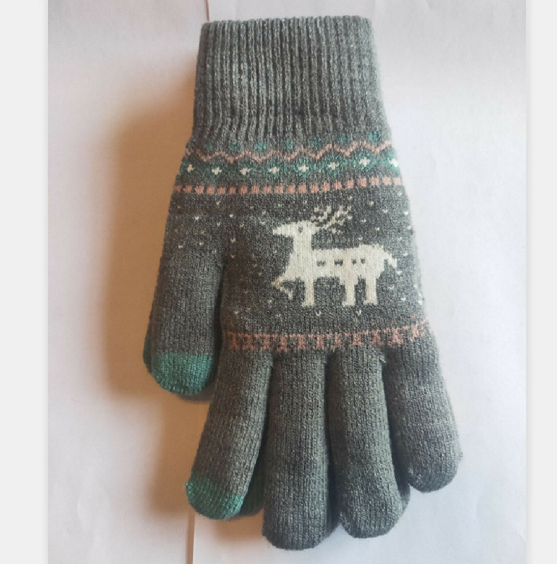 Shun Zun guantes Jacquard de pantalla táctil de punto jacquard ciervo pantalla táctil térmica de doble capa guantes de acrílico se pueden hacer en los patrones