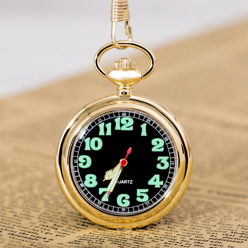 High-value explosions live domestic foreign trade new luminous digital face uncovered pocket watch retro quartz chain watch men