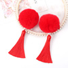 Children's hairgrip, red hair accessory with tassels, Chinese style