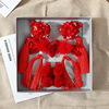 Children's hairgrip, red hair accessory with tassels, Chinese style