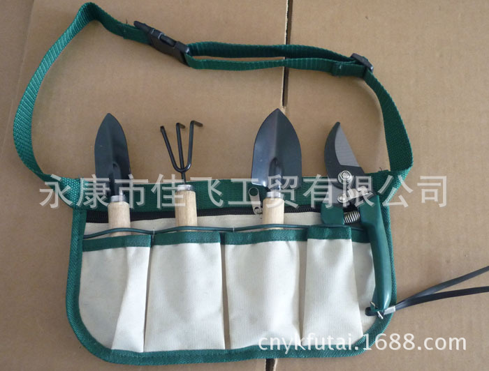 小额批发 5件套园林工具套装 600D工具腰包园林耙子铲剪刀白盒