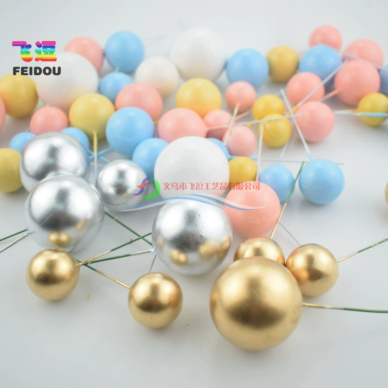 Торт Декоративный Шар Серебряный Шар Цвет Выпечки Пена Круглый Шар Торт Карты Украшения Золотой Шар День Рождения Торт Украшения