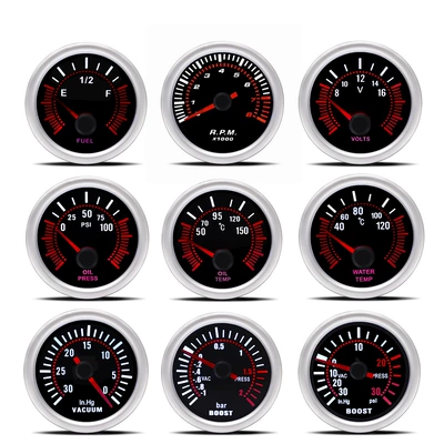52mm universal avtomobil modifikasiyası 12V taxometr/su temperaturu turbo gərginlik yanacaq ölçən