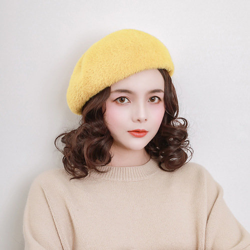 Wanxiansiyu detachable hat wig one-piece mink beret + short curly hair wholesale detachable wig cap