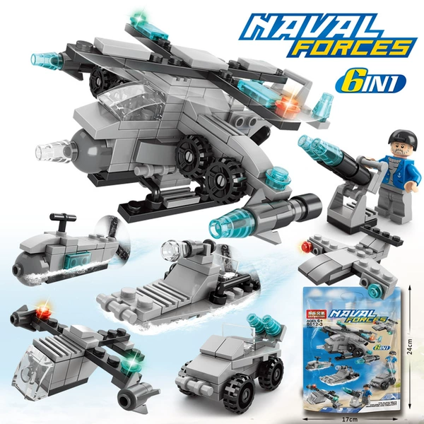 8612-3 6-in-1 naval transport aircraft [136 pieces of gift bags] Sending the parts