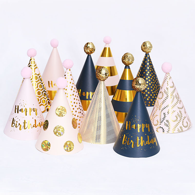 Birthday party hat plush ball golden ball sequin ball party birthday hat baby children dress up birthday hat