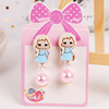 Children's earrings, cute long ear clips for princess, no pierced ears, wholesale