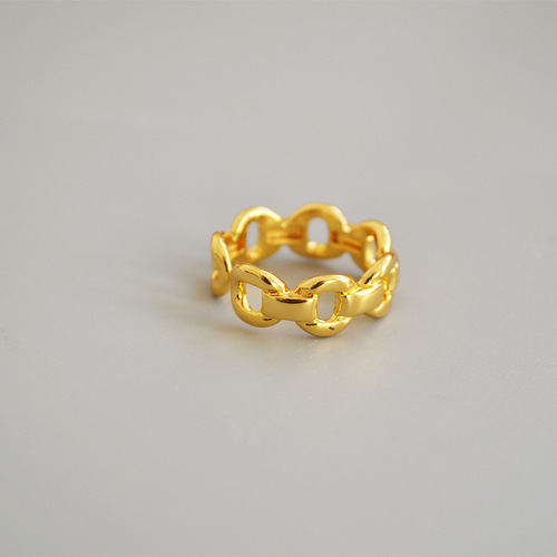 INS cool-toned brass-plated 18K gold exquisite chain open simple versatile temperament ring index finger ring for niche women