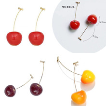 樱桃实色透明车厘子大小红黄樱桃少女心ins网红长款珍珠耳环耳饰