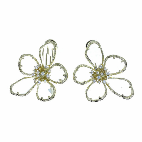 European and American style high-end luxury earrings high-end clear multi-faceted gemstone flower earrings high-end earrings for women
