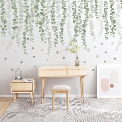 Nordic simple wall stickers small fresh green leaves skirting top corner line plant self-adhesive paper wall wallpaper Lianli