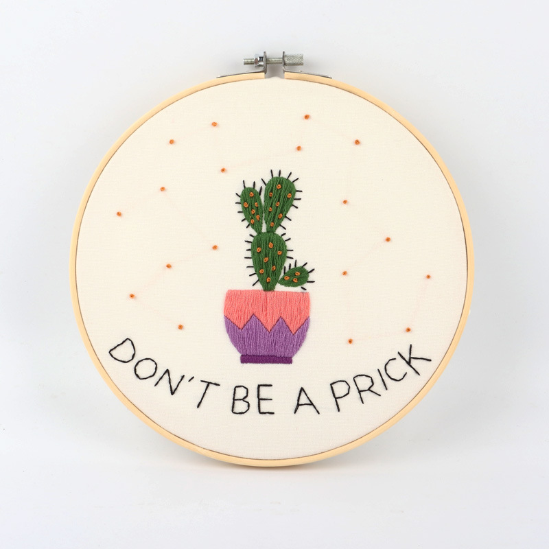 Feliz guirnalda DIY material bordado hecho a mano paquete principiante europeo tela flor flores y plantas letras planta verde