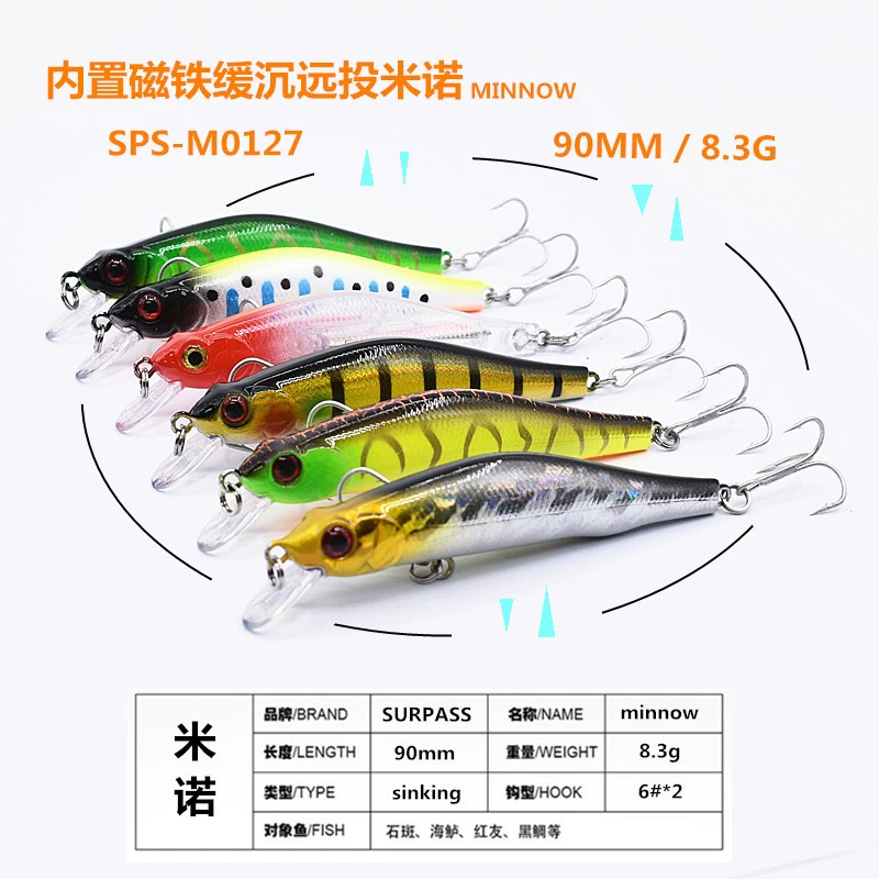 Встроенная магнитная система веса Дорожная суб-Нежная Тонущая Mino 90 мм 8,3G оптом рыболовные снасти все виды пластиковых бионических ложных приманок