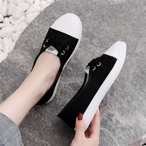 Versatile 2024 Spring Shallow Mouth Canvas Shoes Women's Shoes Student New White Shoes Korean Style Breathable Flat Bottom Nurse Shoes