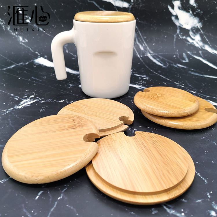 Factory Spot Bamboo Lid Carbonized Bamboo Cup Lid Glass Cup Wooden Lid Ceramic Cup Bamboo Lid Mug Wooden Lid